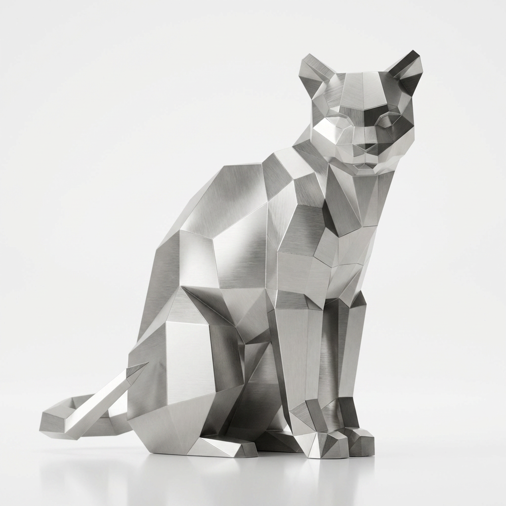 Sculpture Chat Origami Facettée