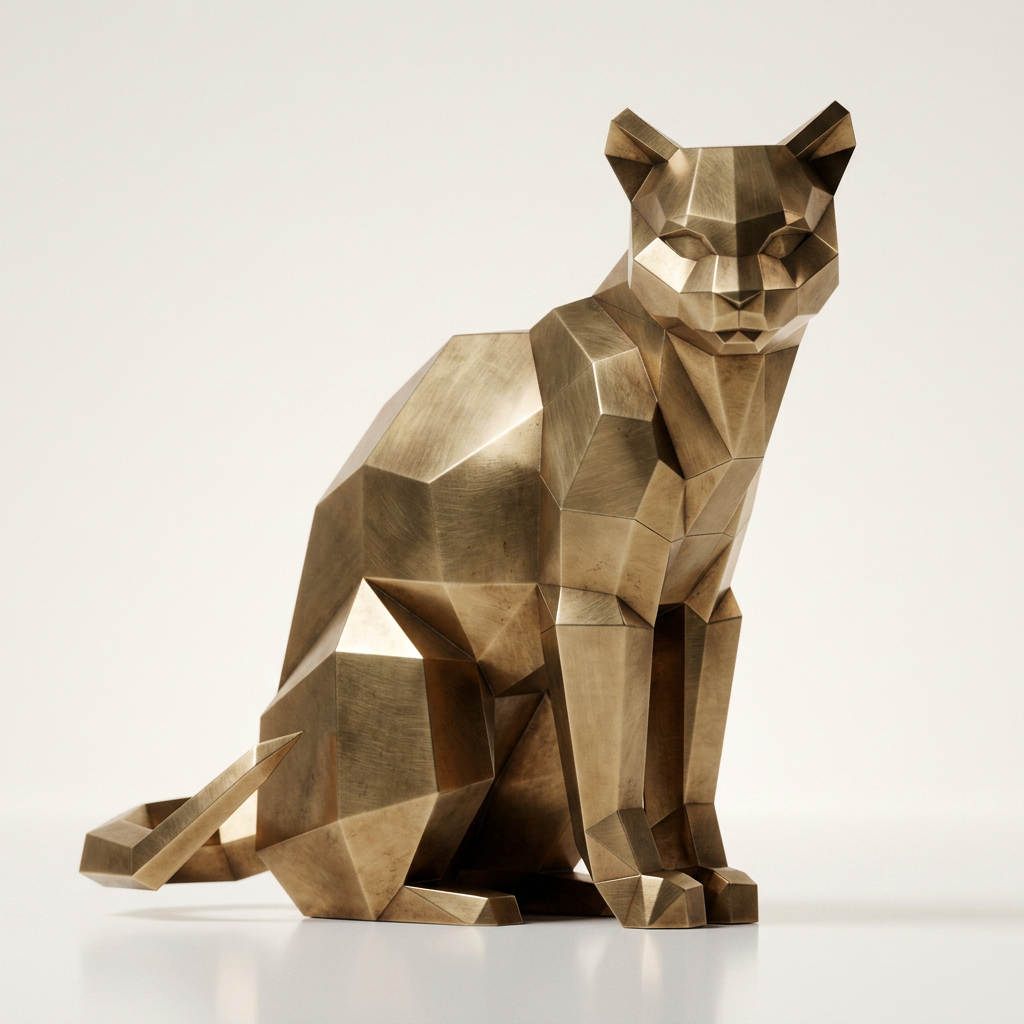 Sculpture Chat Origami Facettée