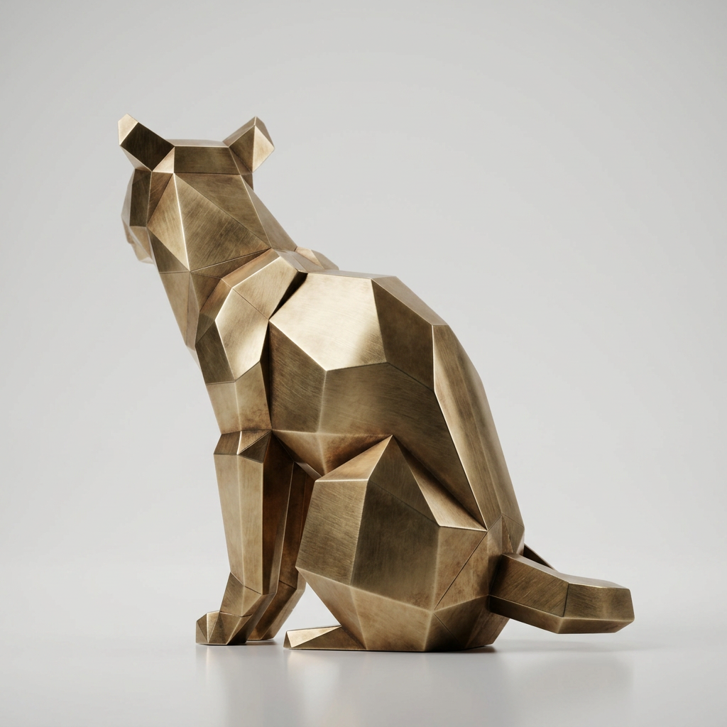 Sculpture Chat Origami Facettée