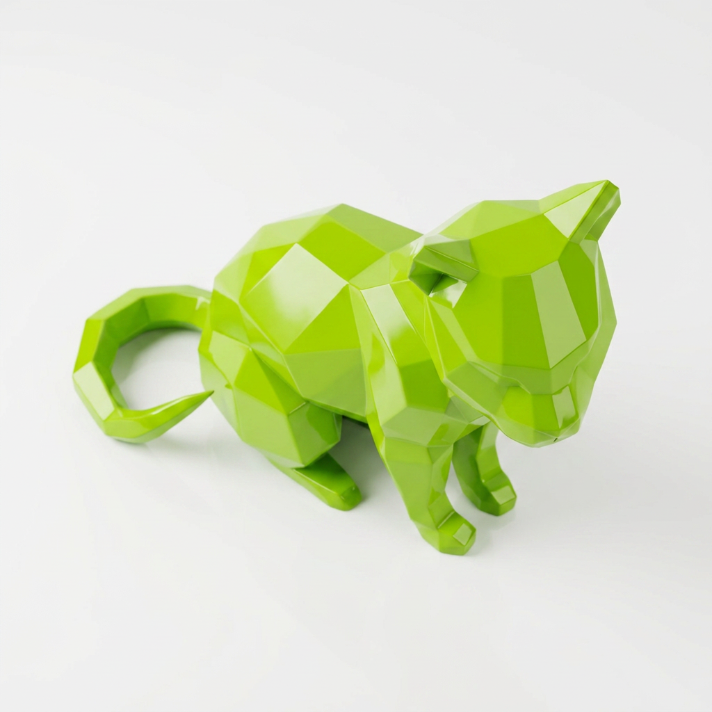 Sculpture Chat Origami Facettée