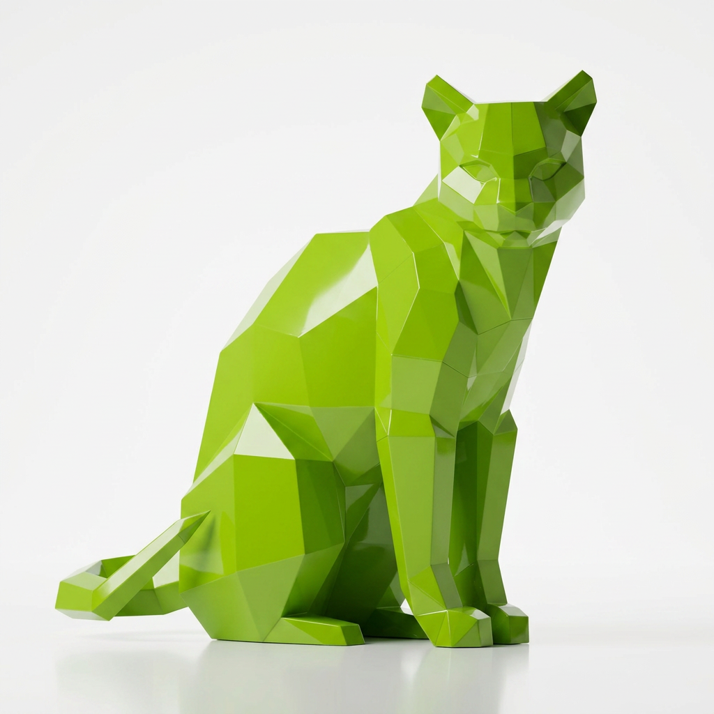 Sculpture Chat Origami Facettée
