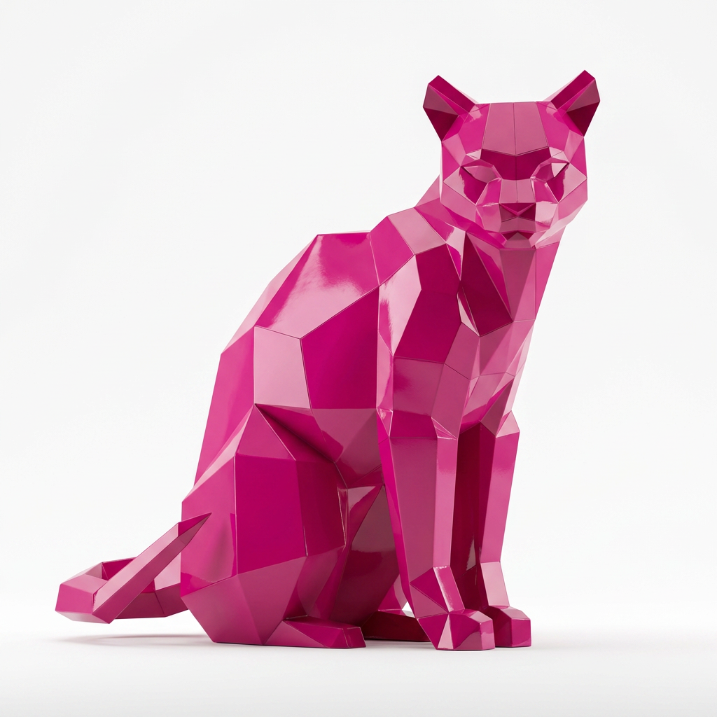 Sculpture Chat Origami Facettée