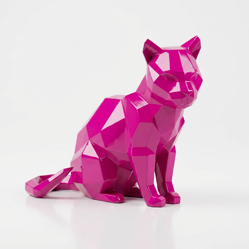 Sculpture Chat Origami Facettée