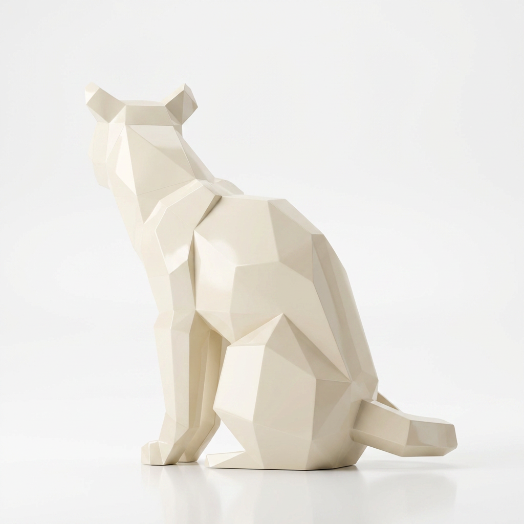 Sculpture Chat Origami Facettée