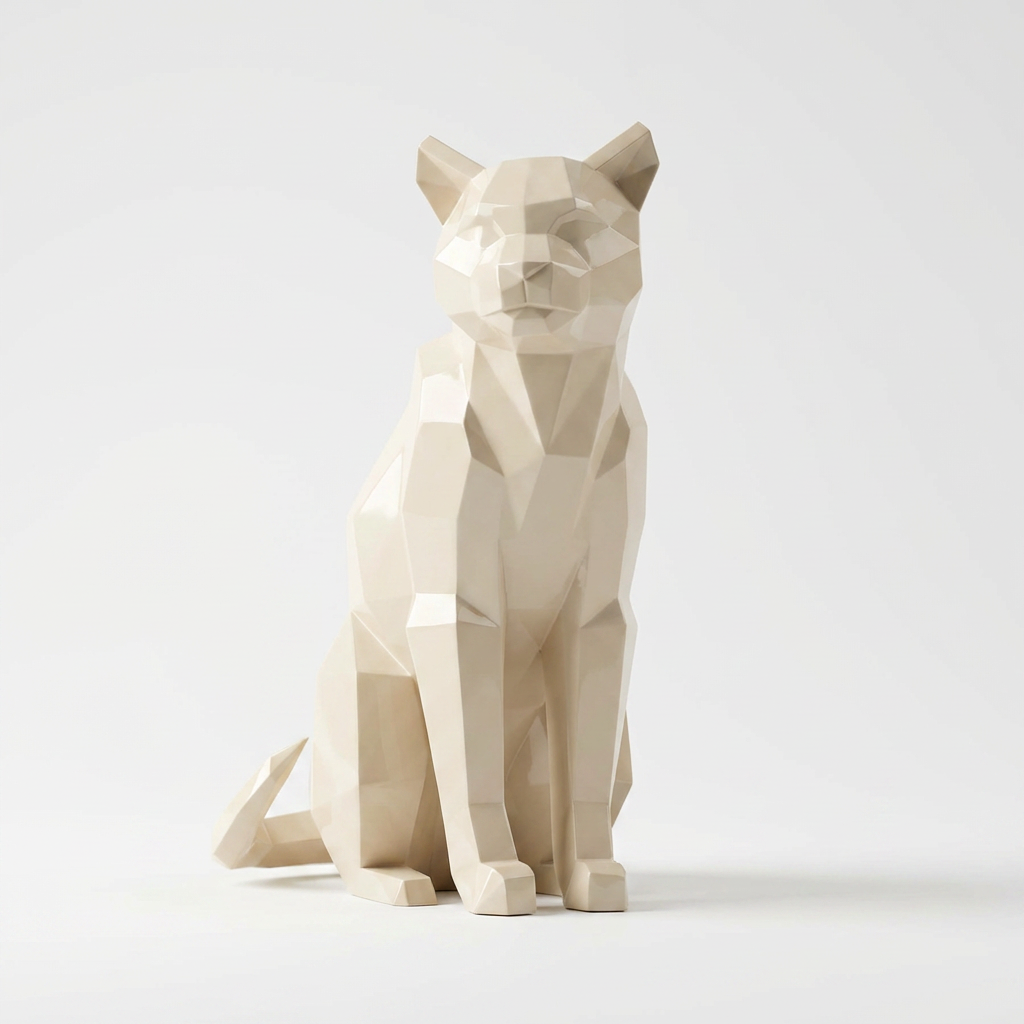 Sculpture Chat Origami Facettée