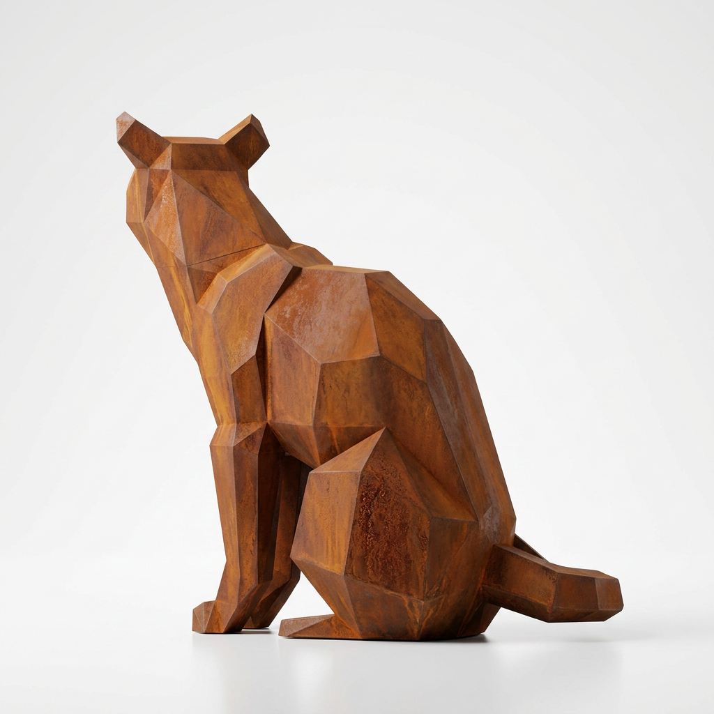 Sculpture Chat Origami Facettée