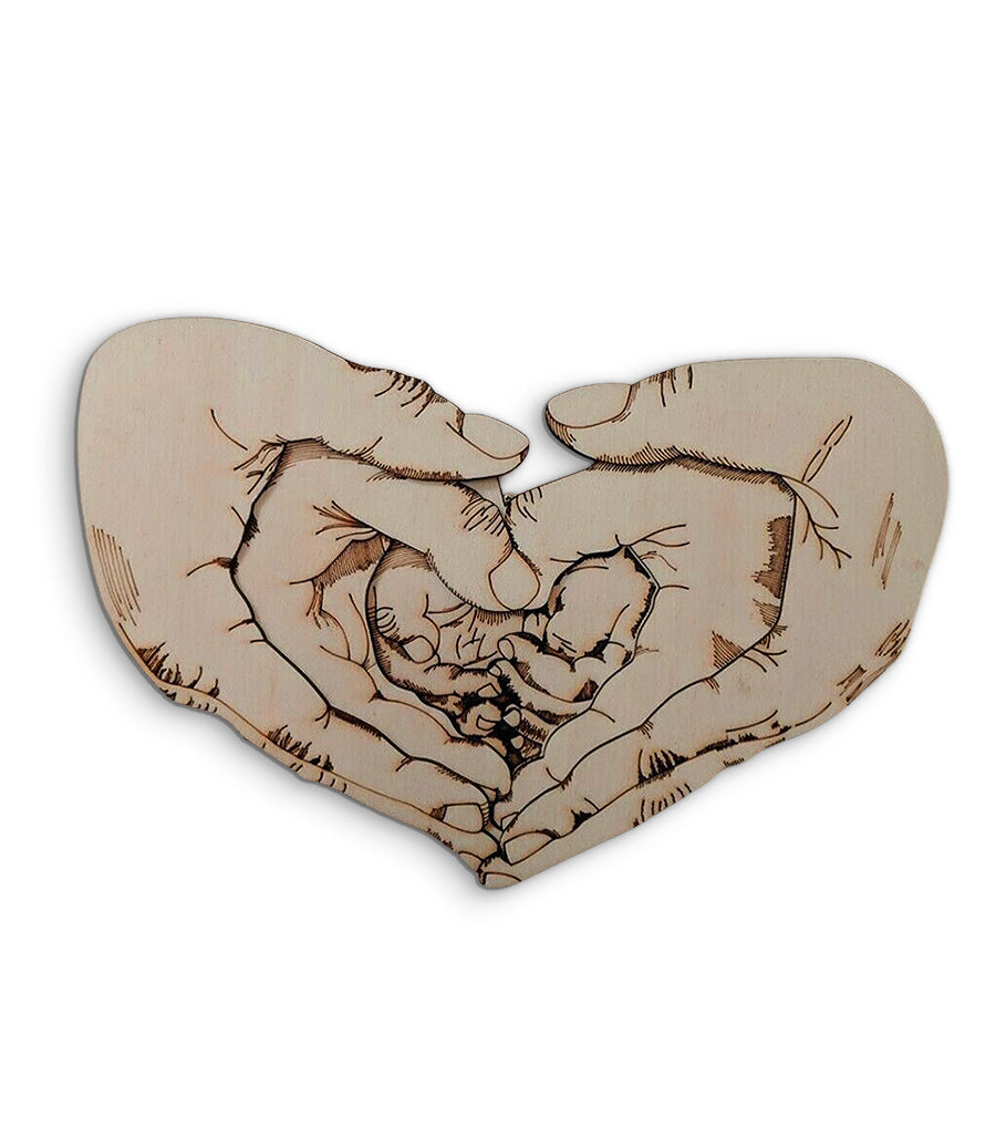 Unique multicouche bois amour familial. Art mural, décor