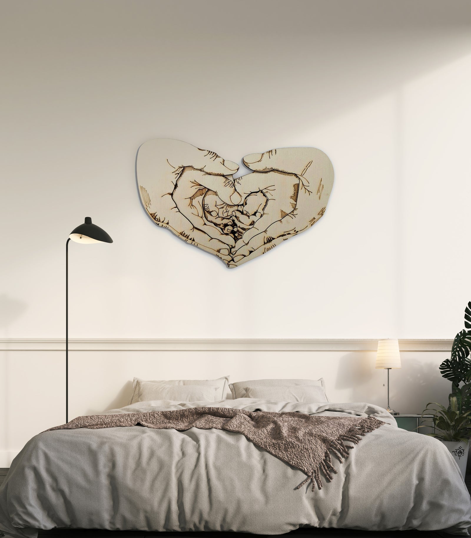 Unique multicouche bois amour familial. Art mural, décor