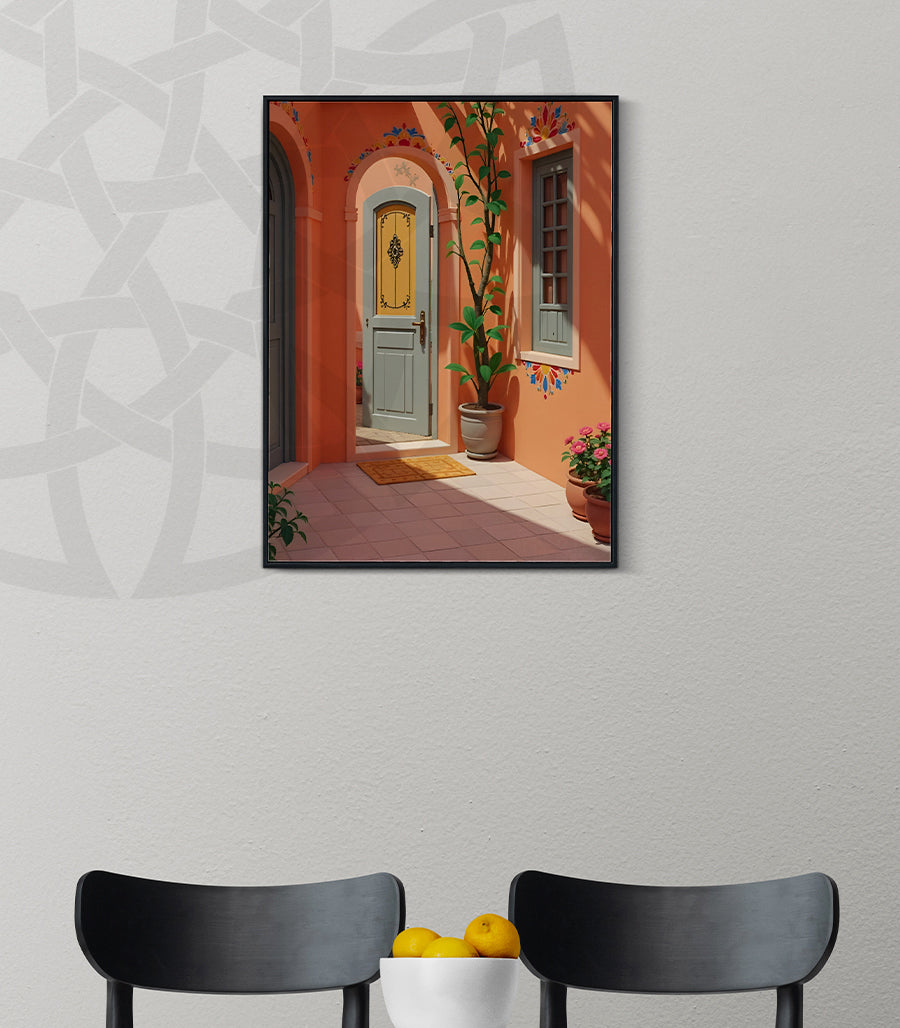 Tableau Décoratif : Entrée Fleurie Méditerranéenne