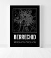 Tableau Décoratif Carte de Berrechid - Design Noir et Contemporain