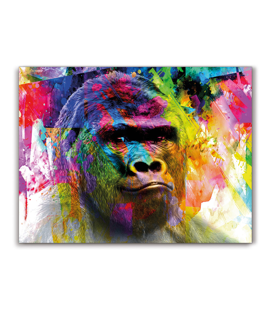 Tableau Décoratif Pop Art Animaux - Gorille Majestueux en Impression sur Velours