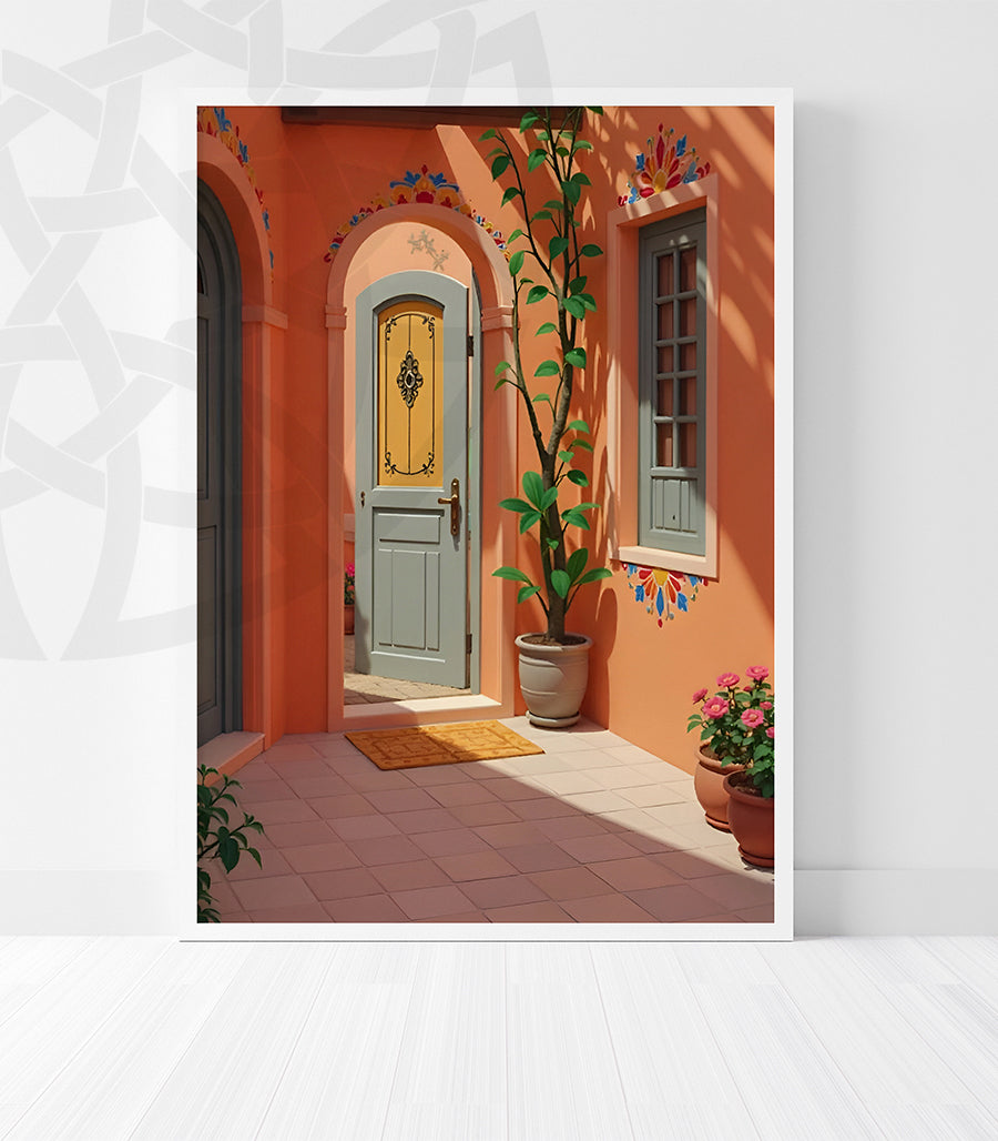 Tableau Décoratif : Entrée Fleurie Méditerranéenne