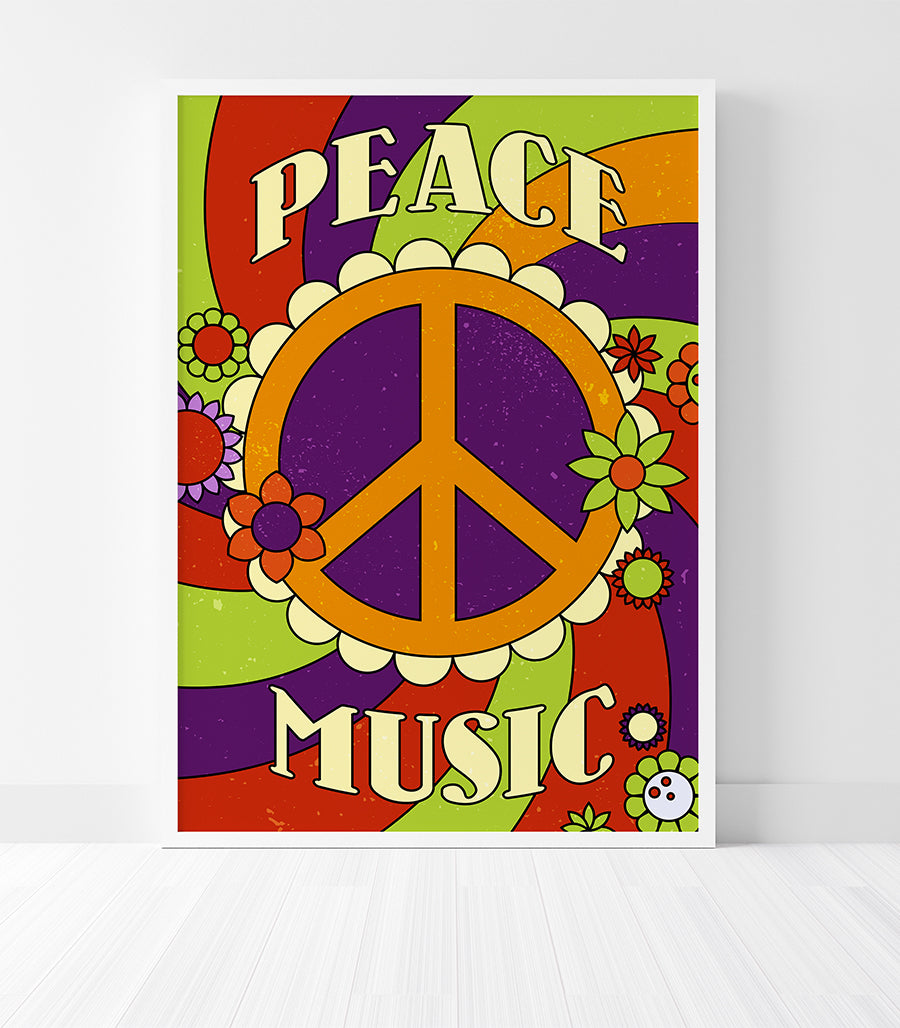 Tableau Décoratif - Peace &amp; Music Vintage