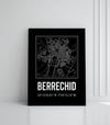 Tableau Décoratif Carte de Berrechid - Design Noir et Contemporain