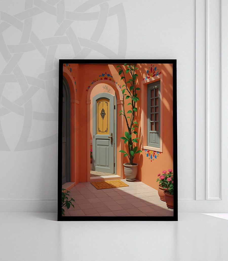 Tableau Décoratif : Entrée Fleurie Méditerranéenne