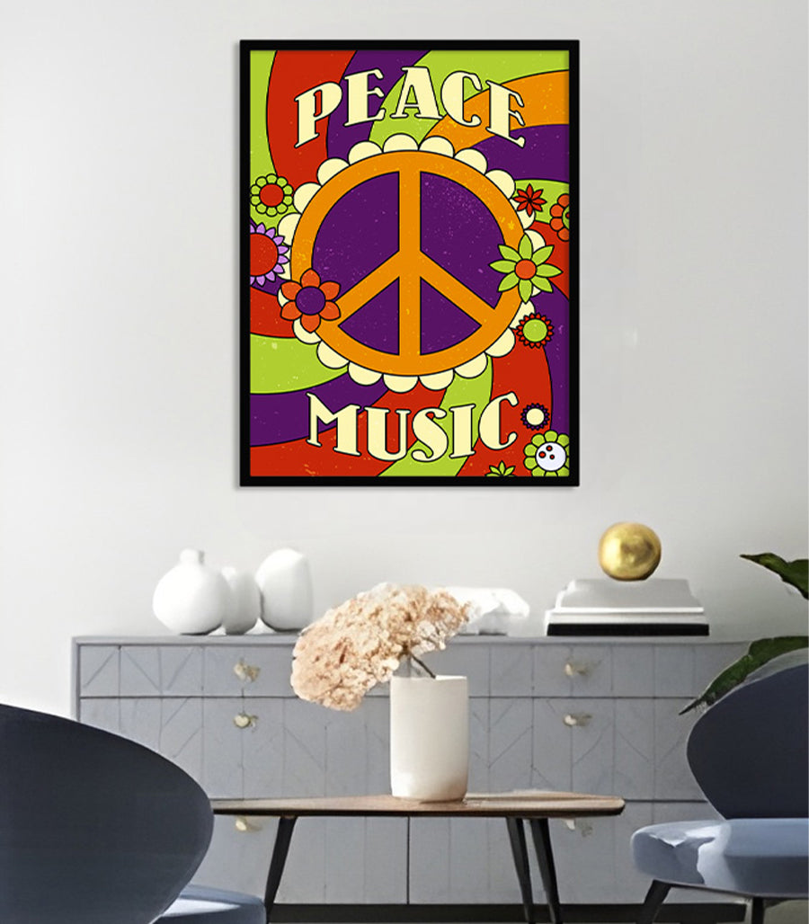 Tableau Décoratif - Peace & Music Vintage