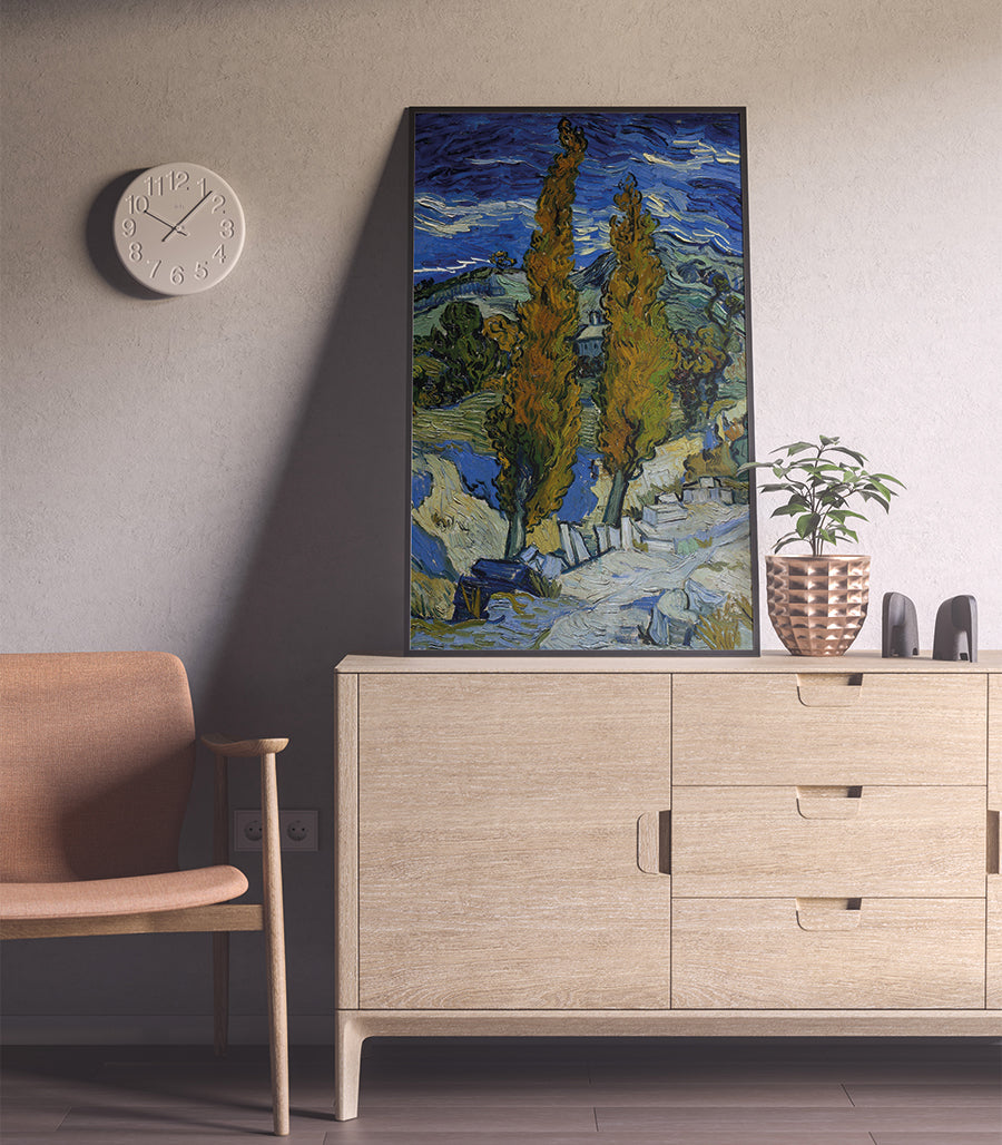 Tableau Décoratif Cypres sous le Ciel Azur