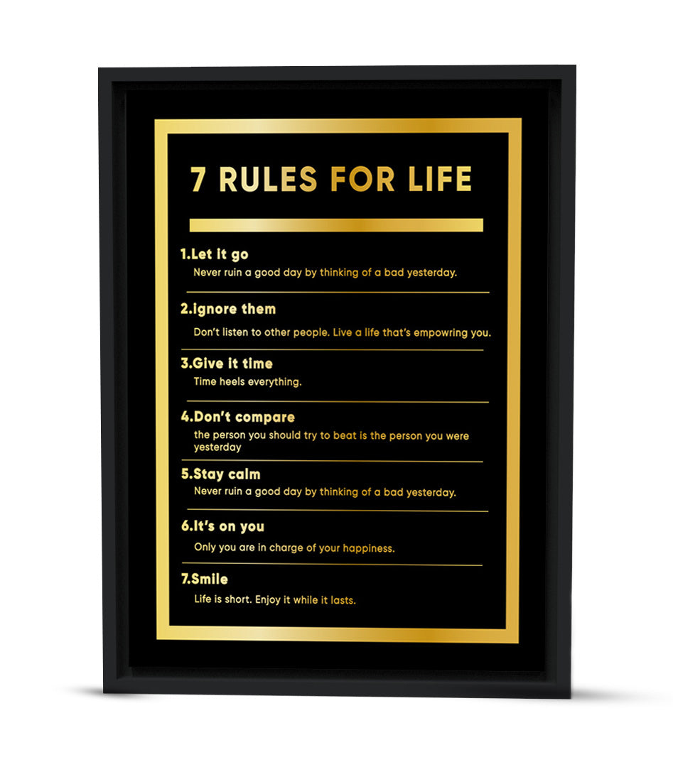 7 Règles pour la Vie Tableau Décoratif Moderne