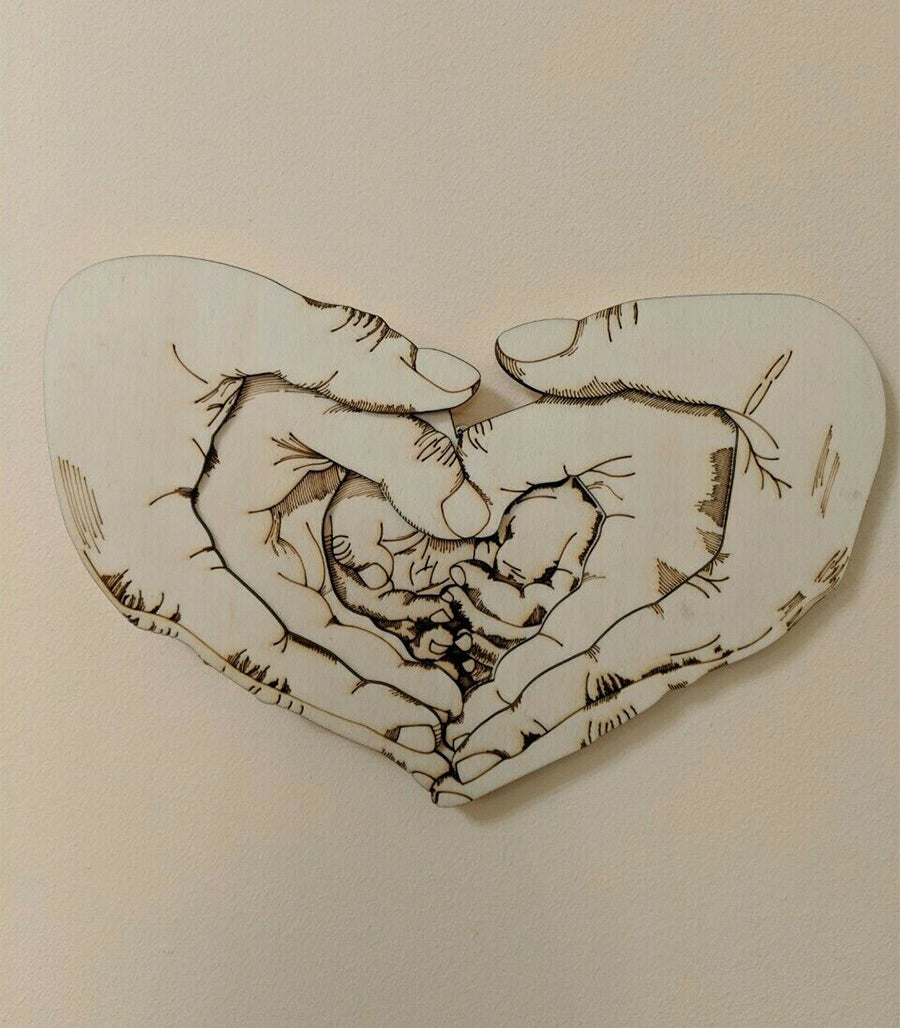 Unique multicouche bois amour familial. Art mural, décor