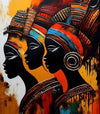 Tableau Abstrait Silhouettes Africaines