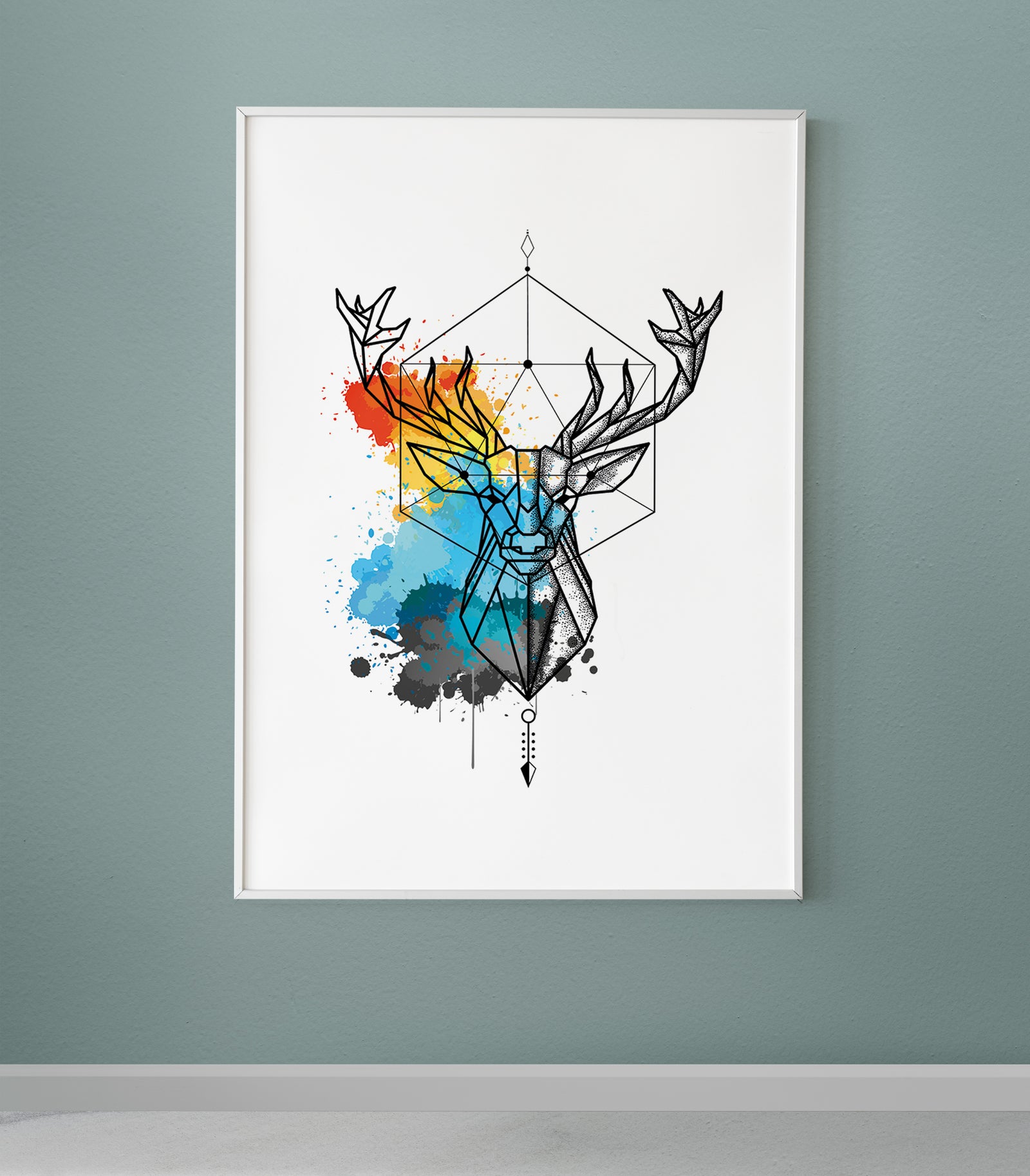 Tableau Décoratif Cerf Géométrique - Fusion Chromatique