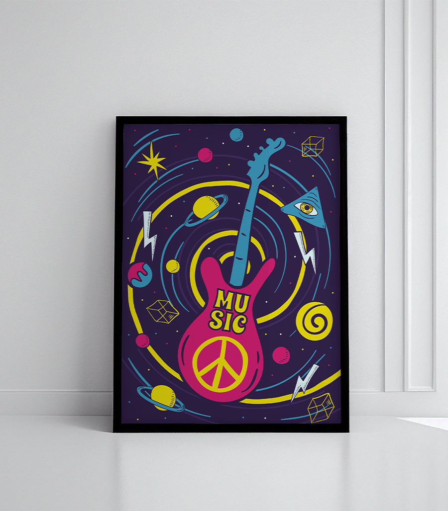 Tableau Décoratif - Peace &amp; Music Galactique