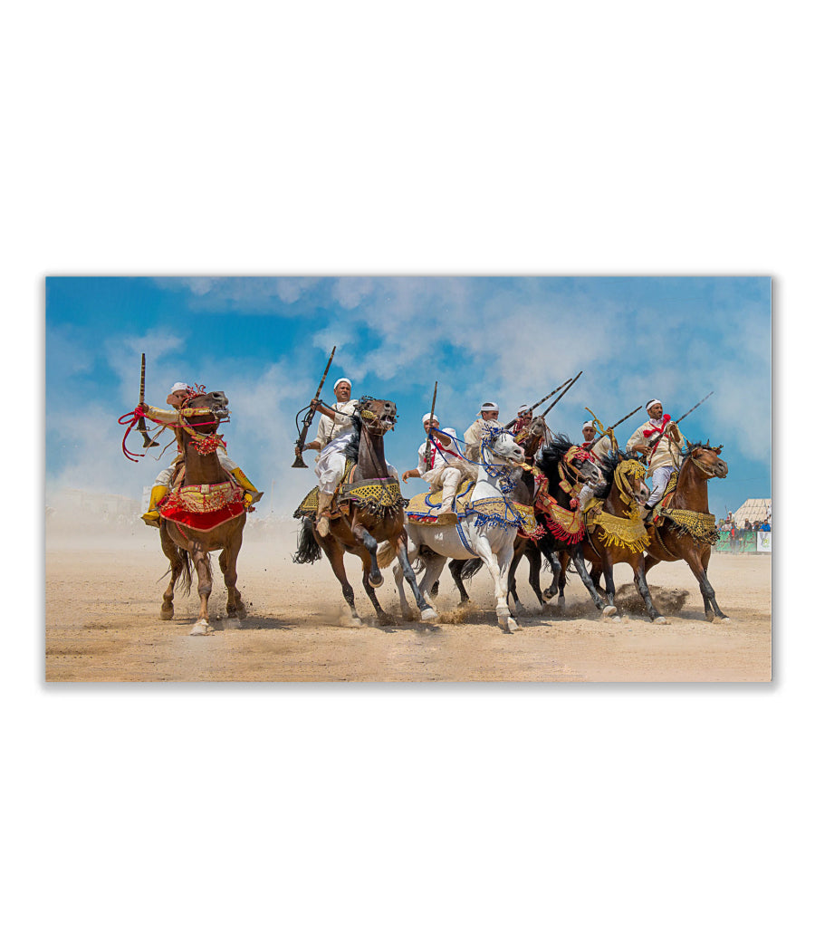 TABLEAU DÉCORATIF TBOURIDA, LE SPECTACLE ÉQUESTRE MAROCAIN