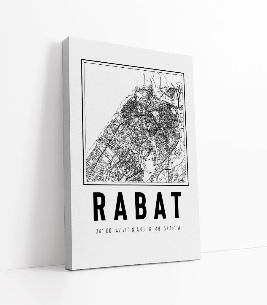 Tableau Déco de La ville Rabat en Noir et Blanc