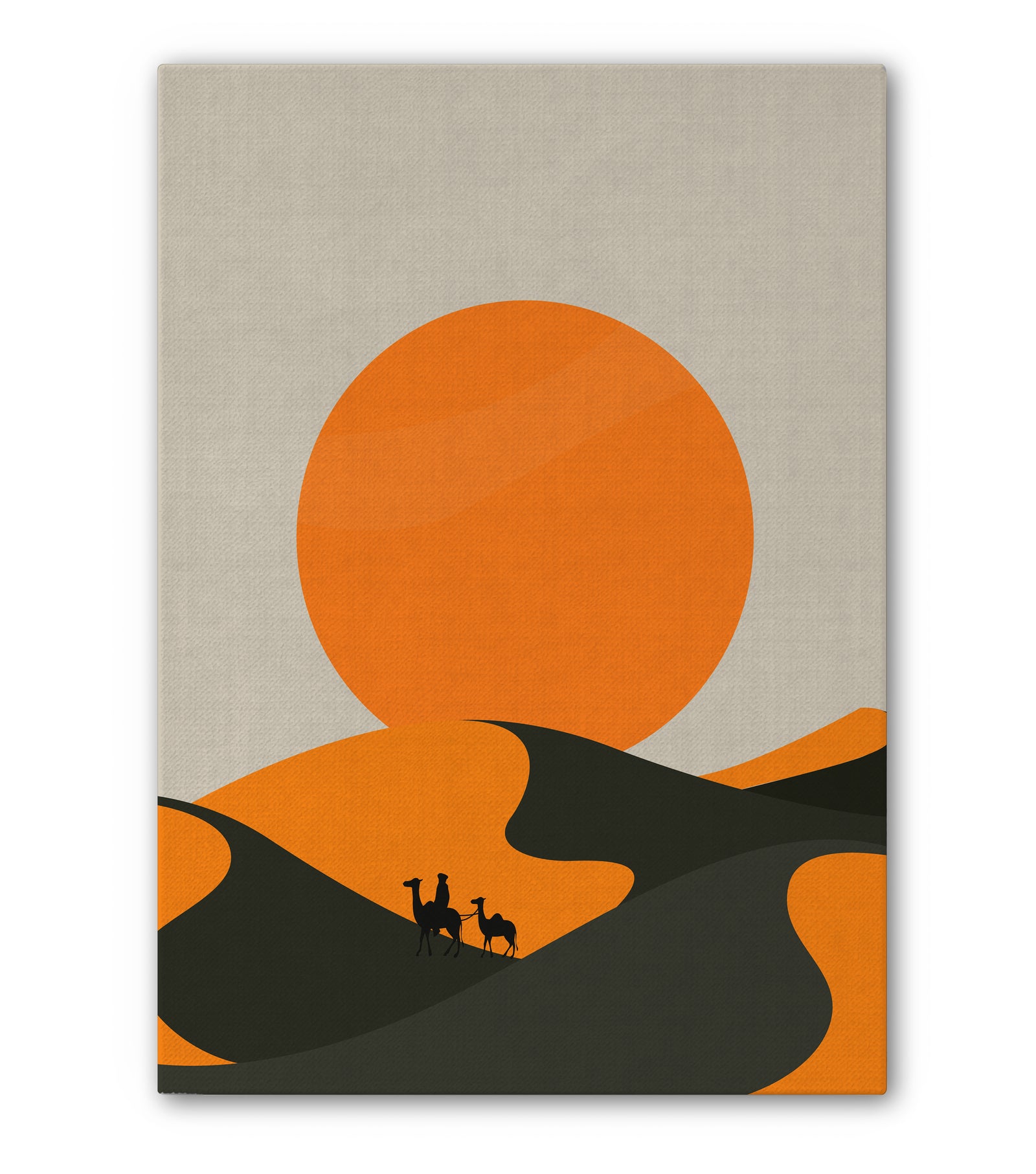 Tableau Décoratif Camaïeu Crépusculaire - Dunes et Chameaux