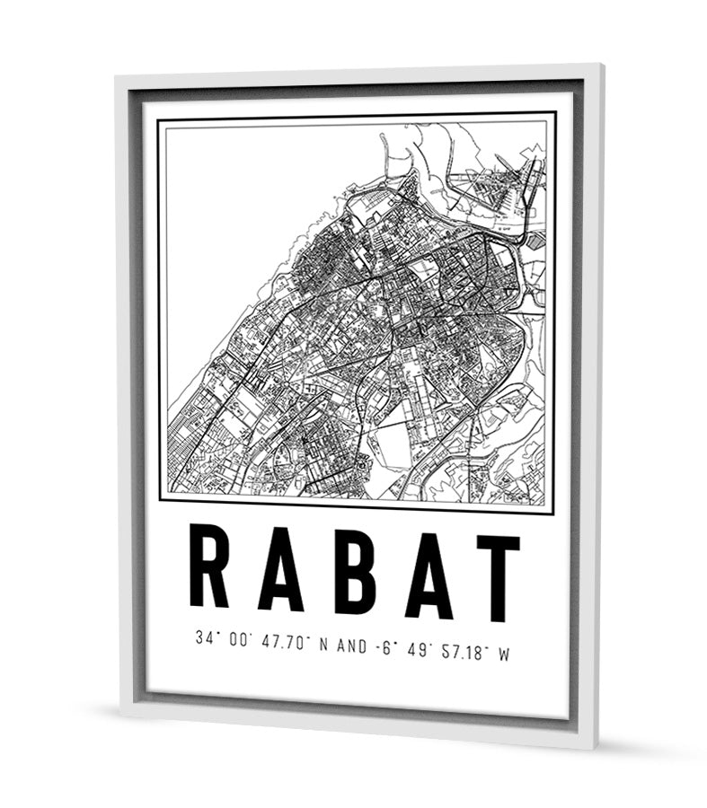 Tableau Déco de La ville Rabat en Noir et Blanc