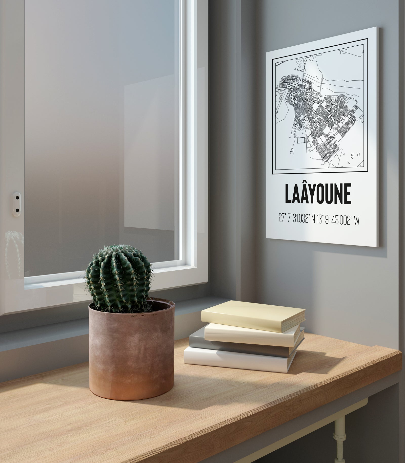 Tableau Décoratif 'Vue Cartographique de Laâyoune'