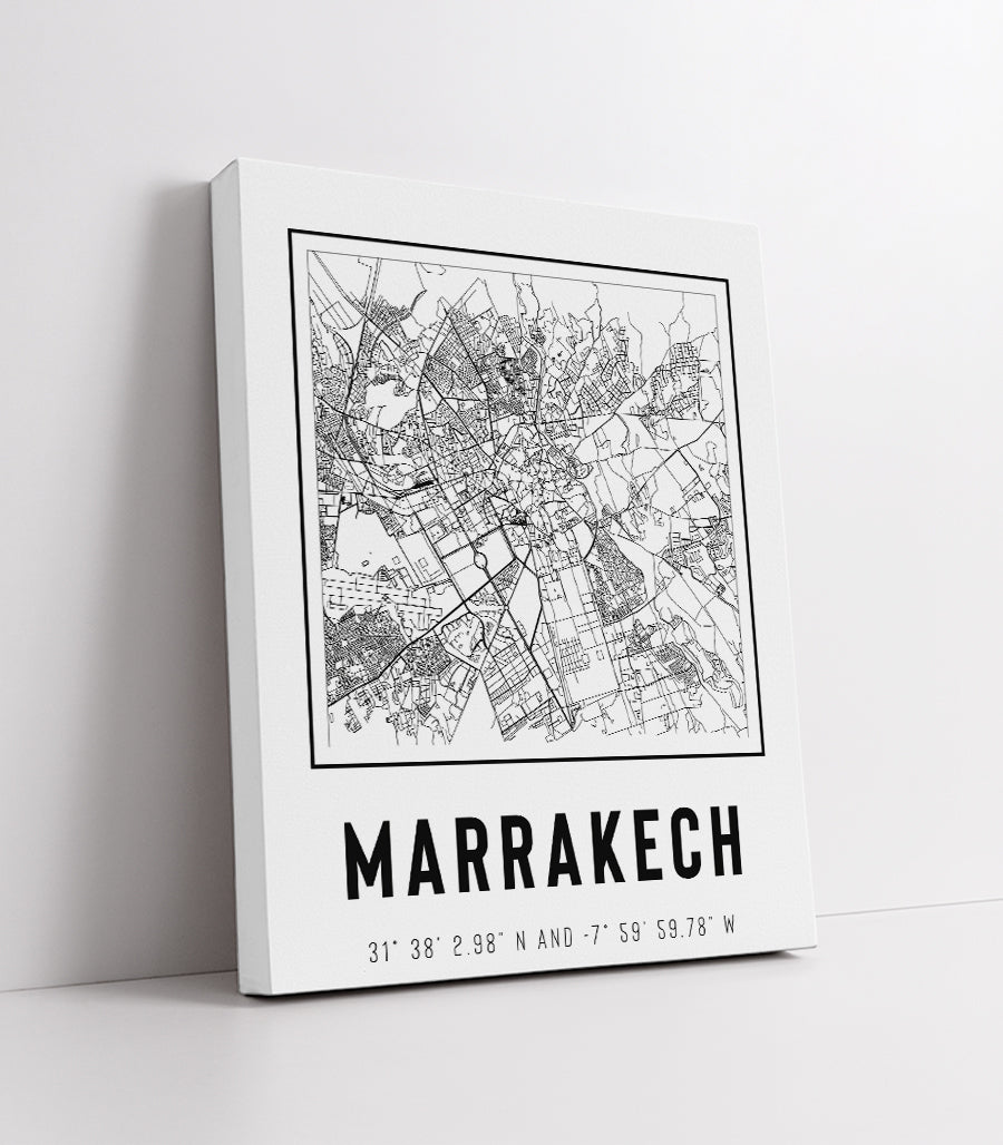 Tableau Décoratif - Marrakech en Cartographie