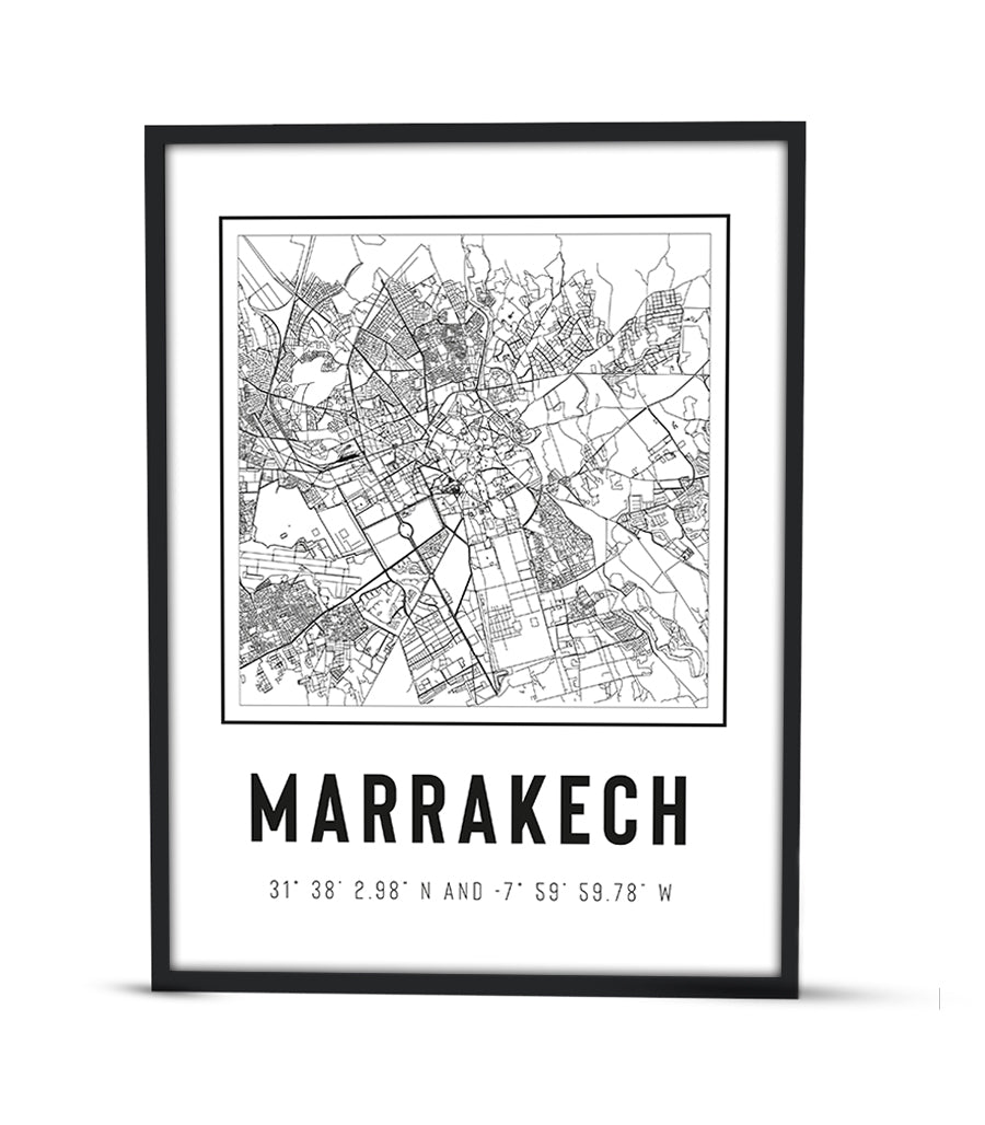 Tableau Décoratif - Marrakech en Cartographie