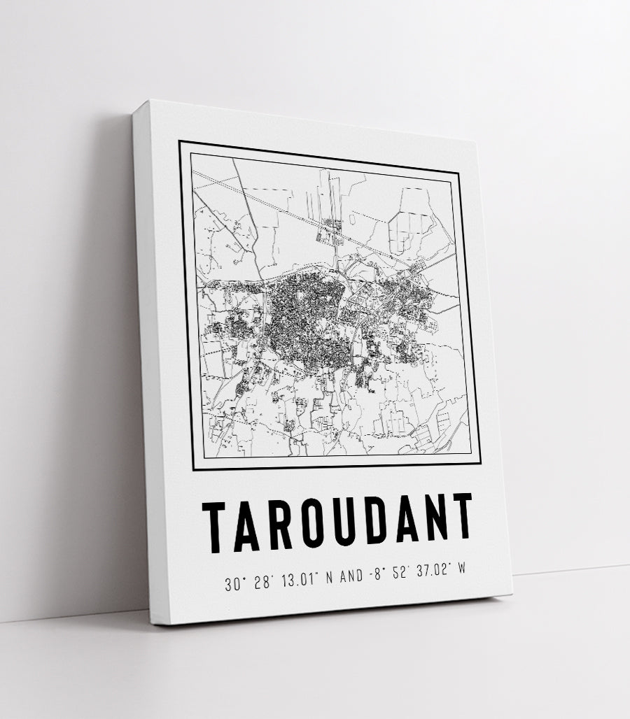Tableau Décoratif Cartographique : Écho Urbain de Taroudant