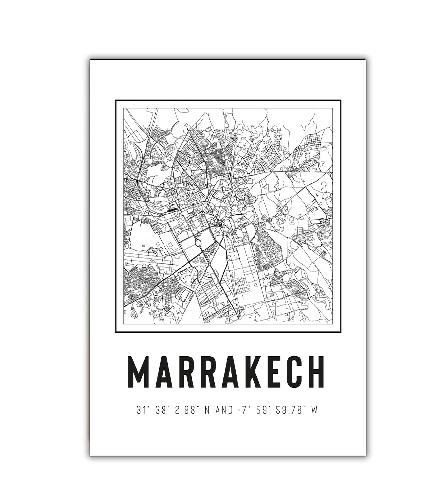Tableau Décoratif - Marrakech en Cartographie
