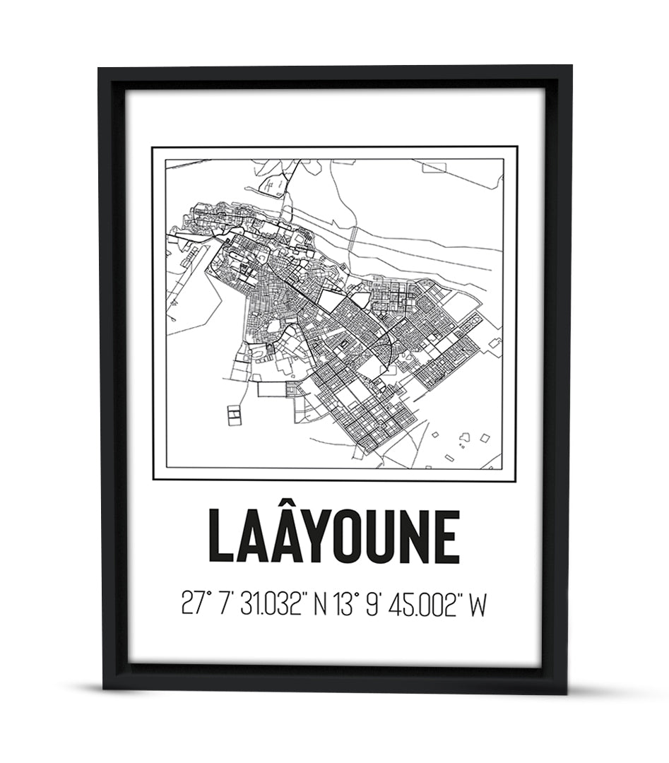 Tableau Décoratif &#39;Vue Cartographique de Laâyoune&#39;