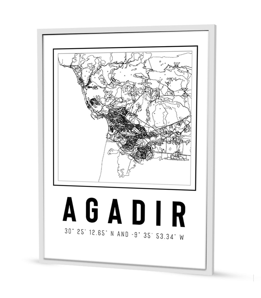Tableau Décoratif - Agadir : Ville en Cartographie