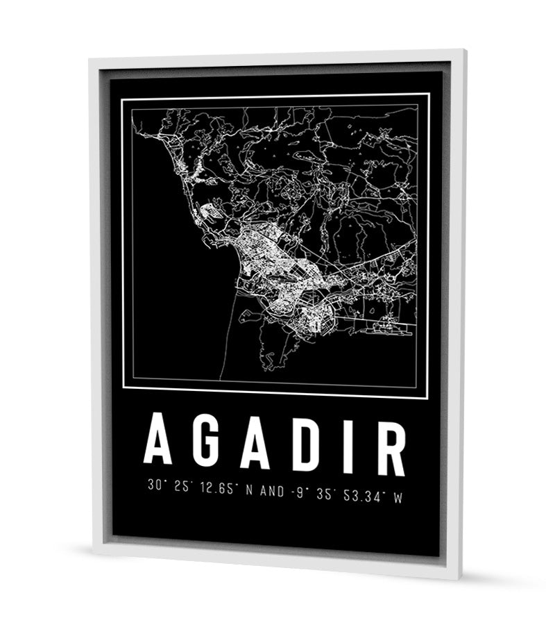 Tableau Décoratif de La Ville Agadir en Noir et Blanc
