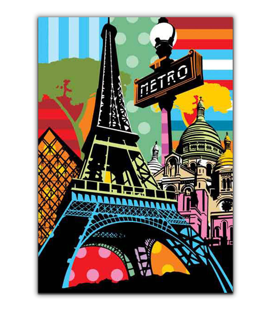 Paris en Pop Art : Un Tableau Décoratif Vibrant