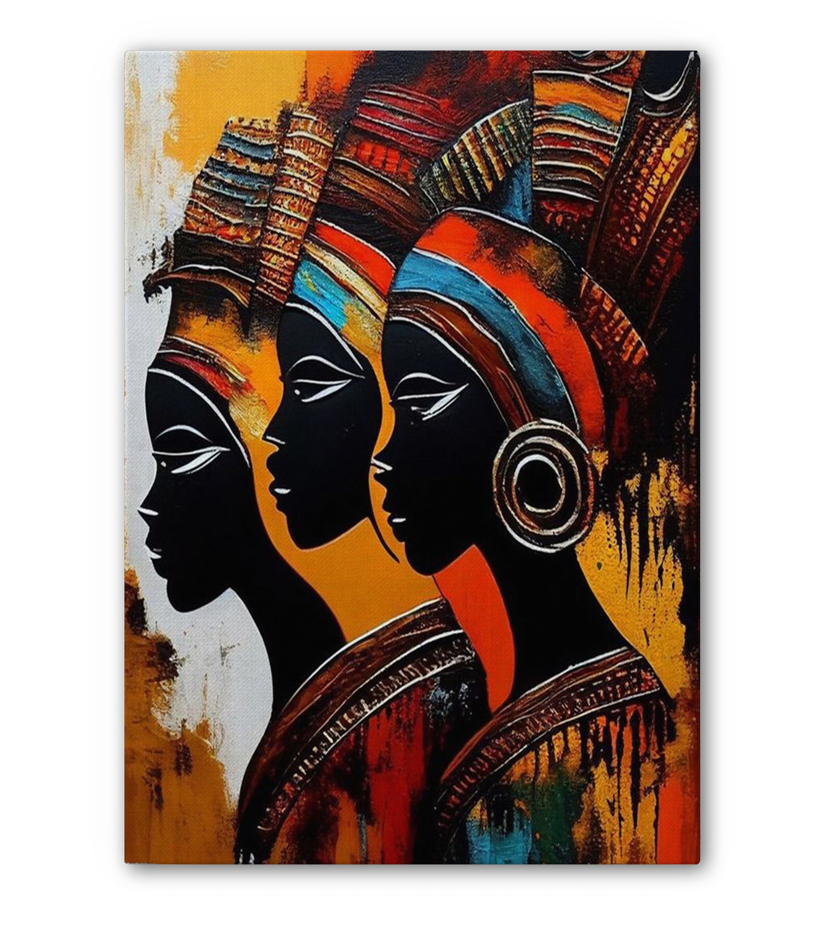 Tableau Abstrait Silhouettes Africaines