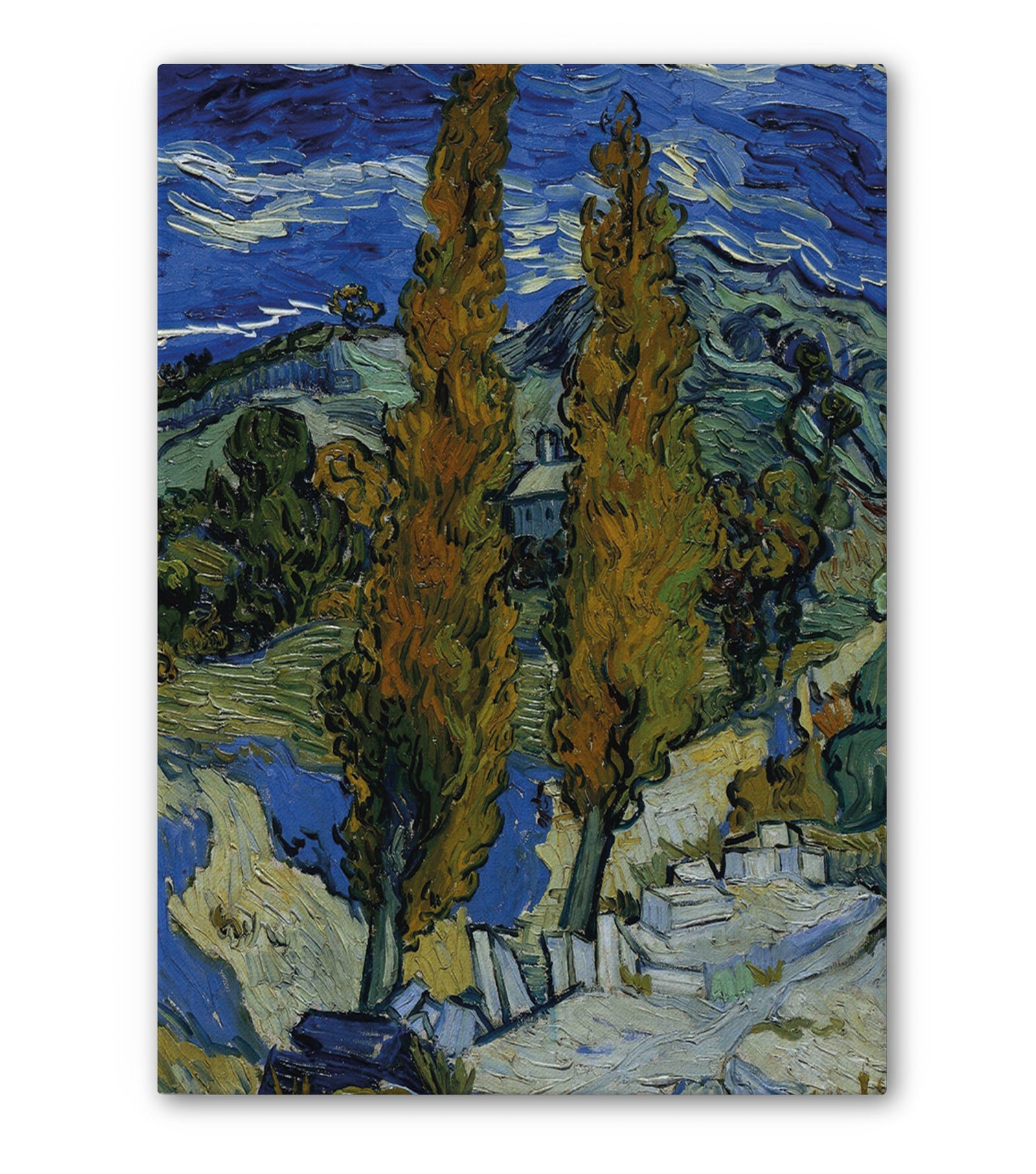 Tableau Décoratif Cypres sous le Ciel Azur