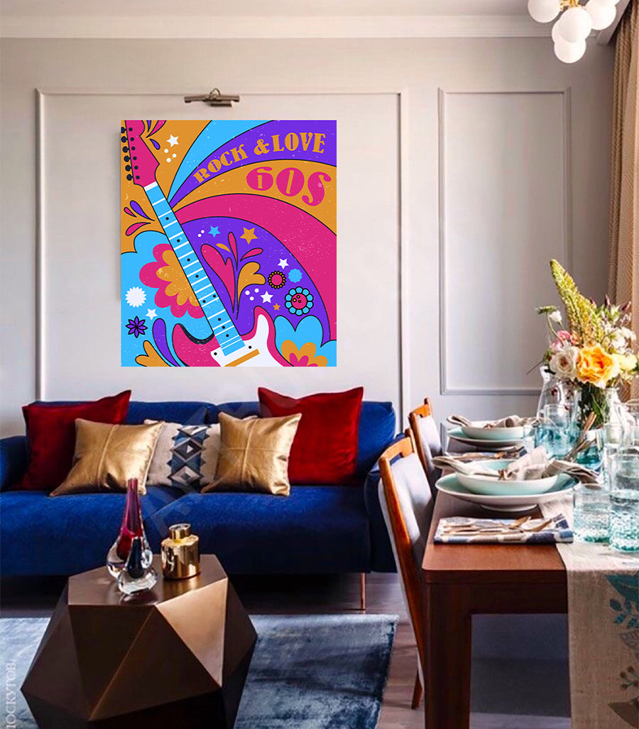 Tableau Décoratif - Rock &amp; Love 60s Style Rétro Psychédélique