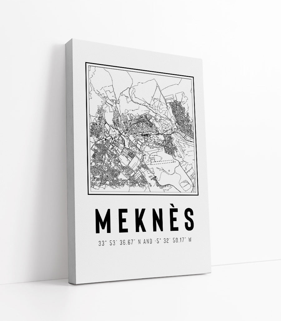 Tracé Architectural de Meknès: Harmonie Urbaine en Noir et Blanc