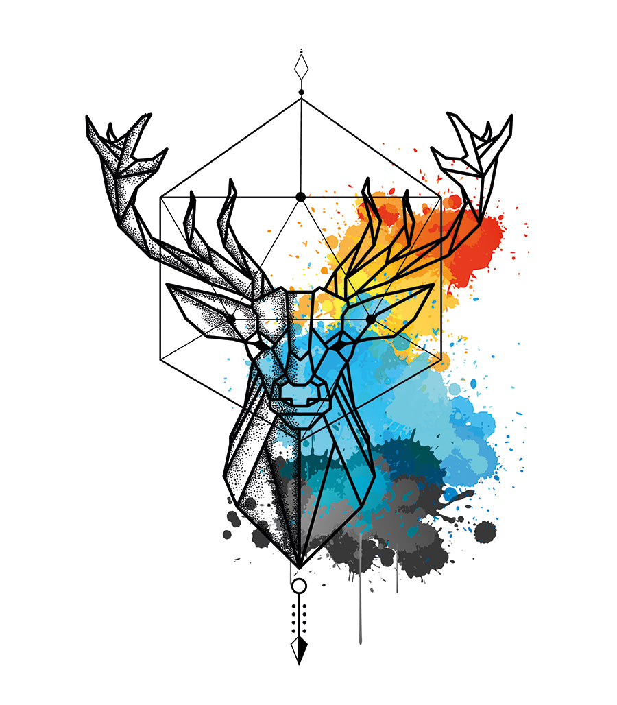 Tableau Décoratif Cerf Géométrique - Fusion Chromatique