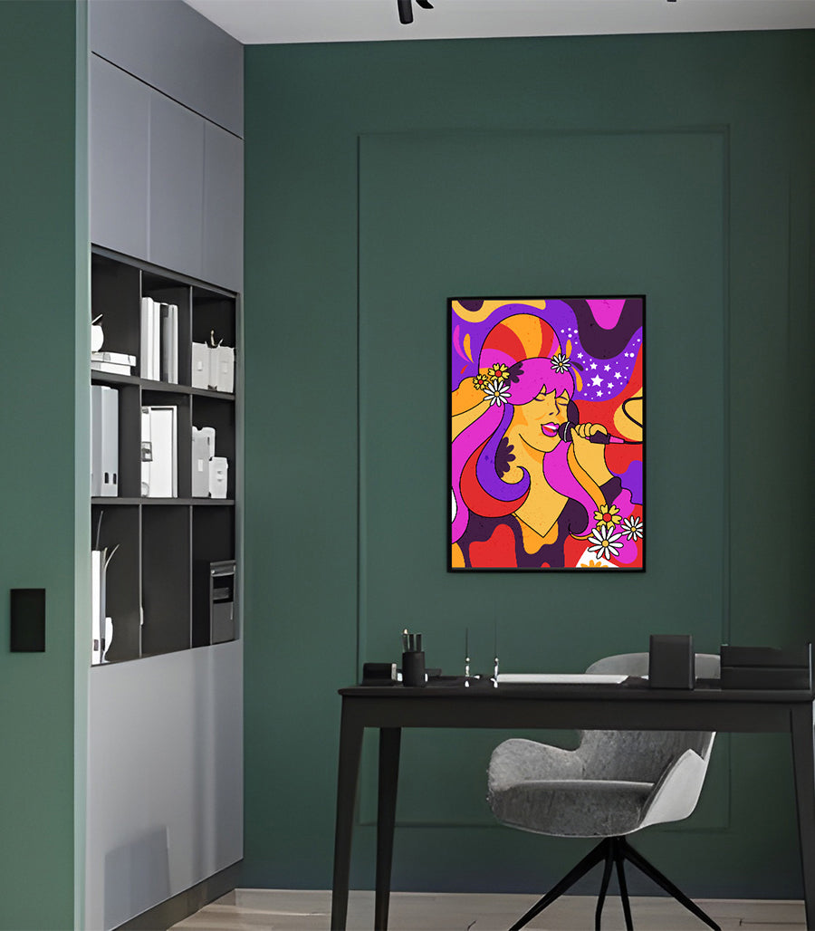 Tableau Décoratif - Chanteuse Psychédélique