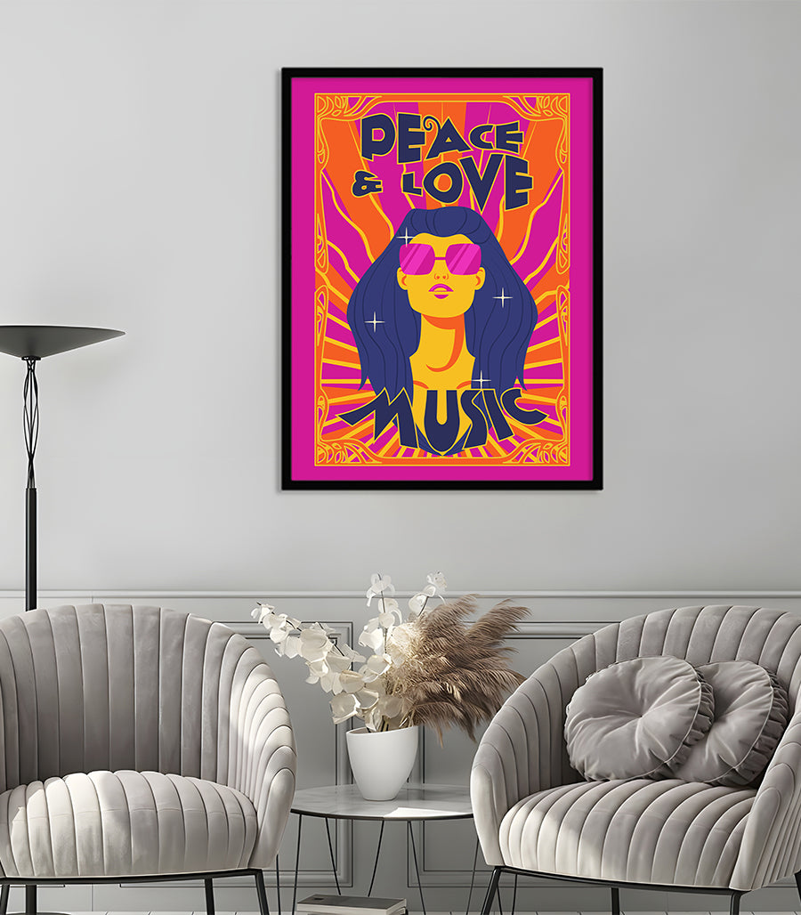 Tableau Décoratif - Peace & Love Music Psychédélique