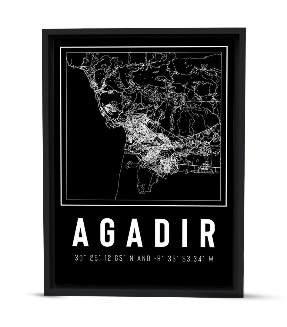 Tableau Décoratif de La Ville Agadir en Noir et Blanc