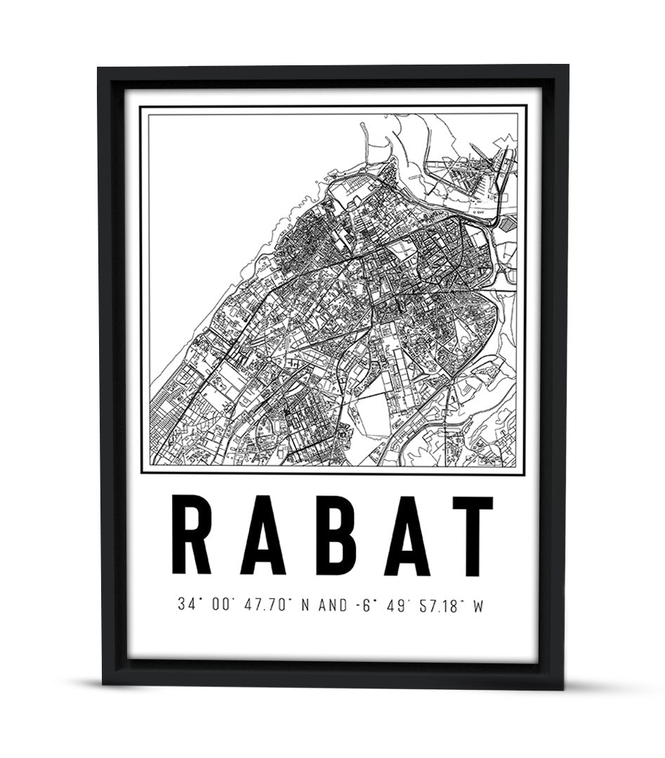 Tableau Déco de La ville Rabat en Noir et Blanc
