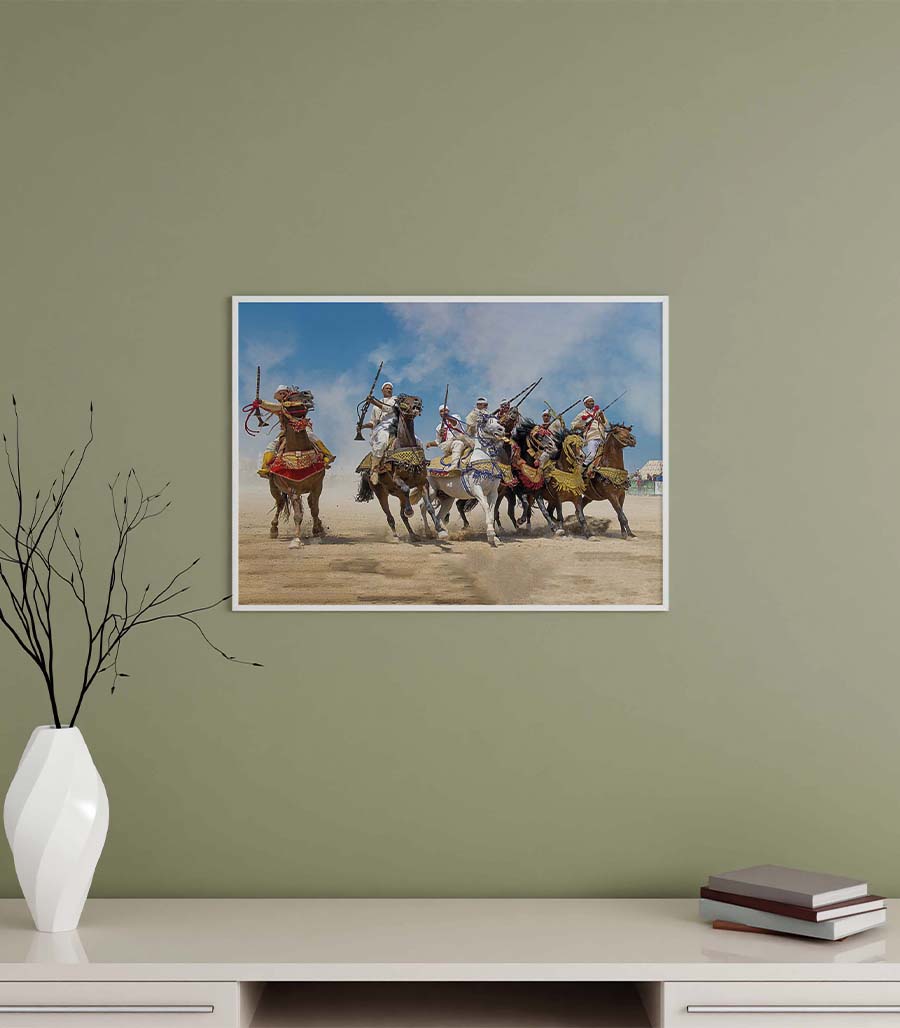 TABLEAU DÉCORATIF TBOURIDA, LE SPECTACLE ÉQUESTRE MAROCAIN