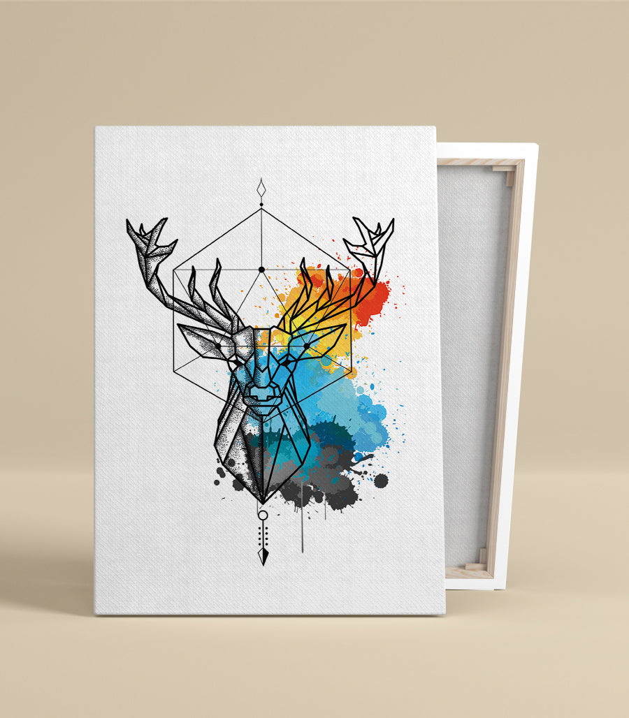 Tableau Décoratif Cerf Géométrique - Fusion Chromatique